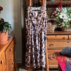 NWT J. Jill Blue Floral Midi Dress L